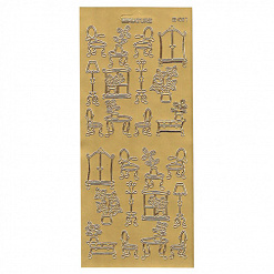 Контурные наклейки "Миниатюрная мебель", лист 10x24,5 см, цвет золото