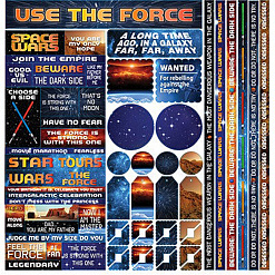 Набор бумаги 30х30 см с наклейками "Space wars", 8 листов (Reminisce)
