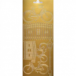 Контурные наклейки "Велосипеды" золотые (ScrapBerry's)