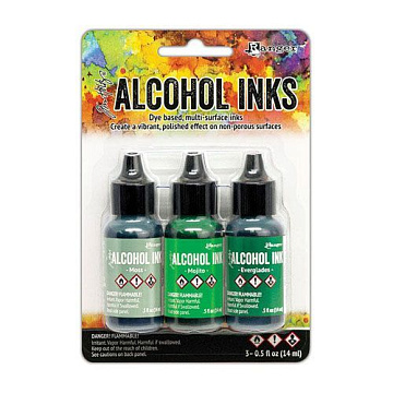 Набор алкогольных чернил Tim Holtz "Mint/Green Spectrum", 3 шт (Ranger)