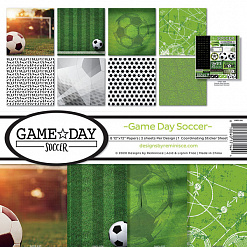 Набор бумаги 30х30 см с наклейками "Game day soccer", 8 листов (Reminisce)