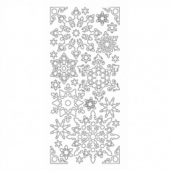 Контурные наклейки "Морозные снежинки", лист 10x24,5 см, цвет белый (JEJE)