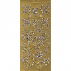 Контурные наклейки "Листья с завитками", цвет золото (Reddy)