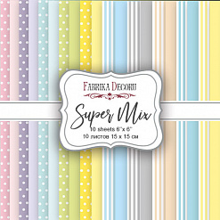Набор бумаги 15х15 см "Super Mix", 10 листов (Фабрика Декору)