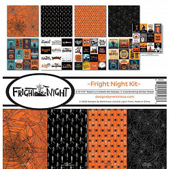 Набор бумаги 30х30 см с наклейками "Fright night", 8 листов (Reminisce)