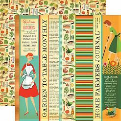 Набор бумаги 30х30 см с наклейками "Country kitchen", 12 листов (Carta Bella)