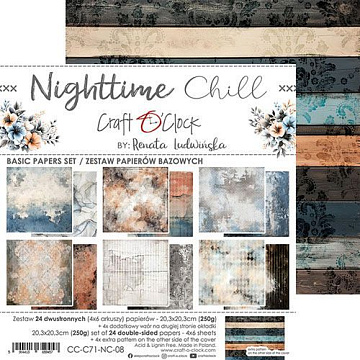 Набор бумаги 20х20 см "Nighttime chill. Basic", 24 листа (CraftO'clock)