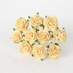 Букет крупных роз "Светло-желтые", 2 см, 10 шт (Craft)