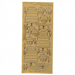 Контурные наклейки "Торт и кексы", цвет золото (JEJE)