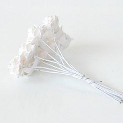 Букет мини розочек "Белые с белыми стебельками", 10 шт (Craft)