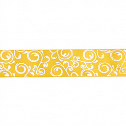 Лента репсовая "Завитки. Желтая", ширина 25 мм, длина 90 см (Magic Hobby)