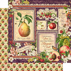 Набор бумаги 20х20 см "Fruit & Flora. Фрукты и Флора", 24 листа (Graphic 45)