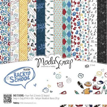Набор бумаги 15х15 см "Back to school", 12 листов (ModaScrap)
