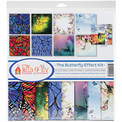 Набор бумаги 30х30 см с наклейками "Butterfly", 8 листов (EllaViv)