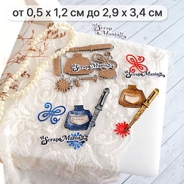 Нож "Сквозь года. Перьевая ручка с чернильницей ", 2,9х3,4 см (ScrapMania)