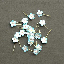 Набор мини-цветочков "Бирюзовые с белым", 20 шт (Craft)