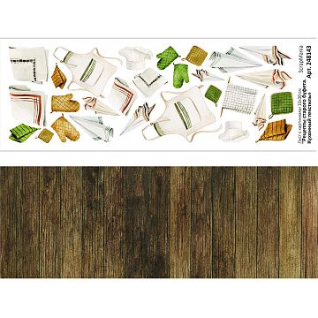 Лист с картинками 10х30 см "Рецепты старого буфета. Кухонный текстиль" (ScrapMania)