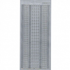 Контурные наклейки "Фантазийные линии", лист 10x24,5 см, цвет серебро