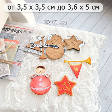 Нож "СССР. Пионерские значки и неваляшка", 3,6х5,1 см (ScrapMania)