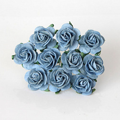 Букет крупных роз "Голубой", 2 см, 10 шт (Craft)