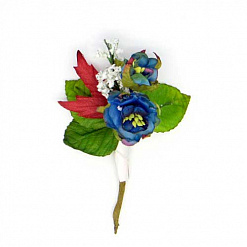 Букетик тканевых цветов "Камелия синяя" (Рукоделие)