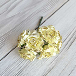 Букетик цветов с глиттером "Роза садовая", цвет желтый, 6 шт (Impresse)