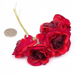 Букет тканевых роз с сеткой "Красно-бордовый" (Magic Hobby)