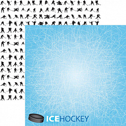 Набор бумаги 30х30 см с наклейками "Game day hockey", 8 листов (Reminisce)
