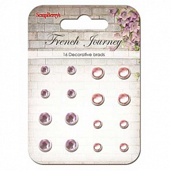 Набор хрустальных брадсов "Французское путешествие", цвет сиреневый, розовый (ScrapBerry's)