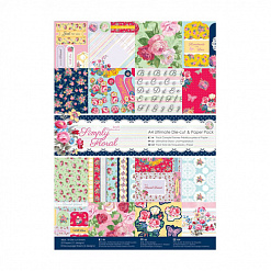 Набор бумаги А4 и листов с высечками "Simply Floral", 48 листов (DoCrafts)