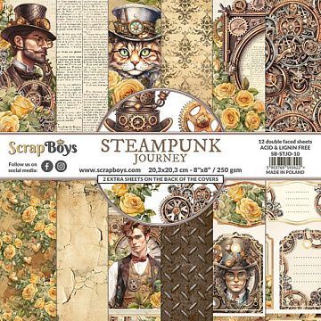 Набор бумаги 20х20 см "Steampunk journey", 12 листов (ScrapBoys)