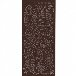 Контурные наклейки "Листья папоротника", лист 10x24,5 см, цвет коричневый (JEJE)