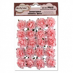 Набор бумажных роз с открытым бутоном "Бельведер. Розовое кружево", 20 шт (Mr.Painter)