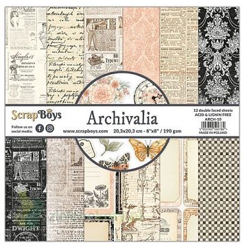 Набор бумаги 20х20 см "Archivalia", 12 листов (ScrapBoys)