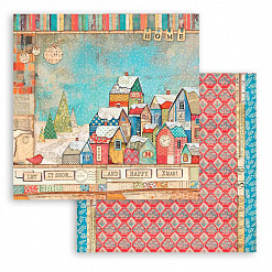 УЦЕНКА Бумага 30х30 см "Christmas Patchwork. Городок" (Stamperia)