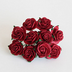 Букет крупных роз "Красный", 2 см, 10 шт (Craft)