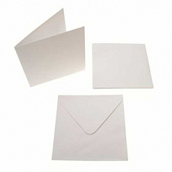 Набор текстурированных заготовок для открыток 13,5х13,5 см "Квадратные белые" с конвертами (DoCrafts)