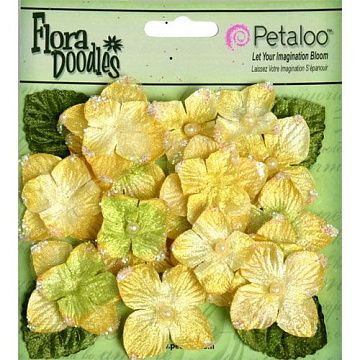 Набор бархатных цветочков с блестками "Желтые" (Petaloo