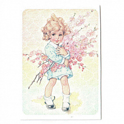 Тканевая карточка "Девочка с букетом вишни" (SV)