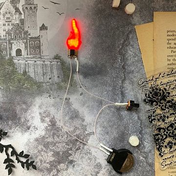 Подсветка "Пламя", модуль с 1 мигающим красным светодиодом, сменная батарейка (ScrapIllumination)