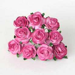 Букет крупных роз "Розовый с фуксией", 2 см, 10 шт (Craft)