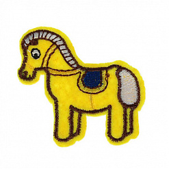 Термонаклейка с вышивкой "Лошадка", цвет жёлтый