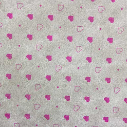 Отрез тонкого фетра 100х50 см с рисунком "Сердца мелкие", розовый