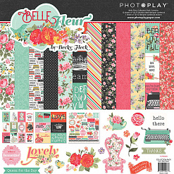 Набор бумаги 30х30 см с наклейками "Belle Fleur", 12 листов (Photo Play)