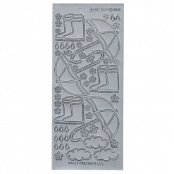 Контурные наклейки "Дождливые дни", цвет серебро (JEJE)