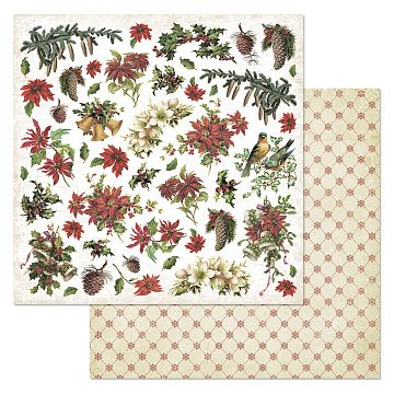 Бумага "Винтажный Новый Год. Хоровод пуансеттий" (ScrapMania)